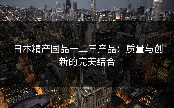 日本精产国品一二三产品：质量与创新的完美结合