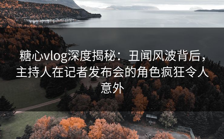 糖心vlog深度揭秘：丑闻风波背后，主持人在记者发布会的角色疯狂令人意外