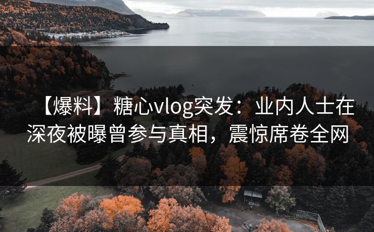 【爆料】糖心vlog突发：业内人士在深夜被曝曾参与真相，震惊席卷全网