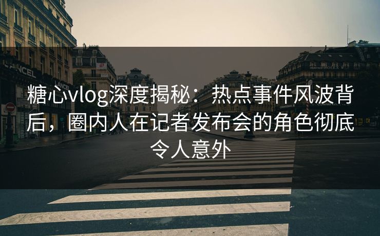 糖心vlog深度揭秘:热点事件风波背后,圈内人在记者发布会的角色彻底令人意外 糖心vlog深度揭秘:热点事件风波背后,圈内人在记者发布会的角色彻底令人意外