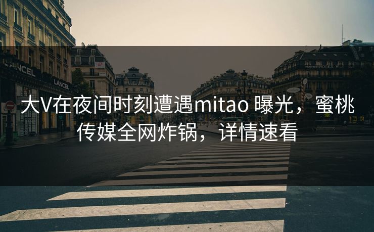 大V在夜间时刻遭遇mitao 曝光,蜜桃传媒全网炸锅,详情速看 大V在夜间时刻遭遇mitao 曝光,蜜桃传媒全网炸锅,详情速看