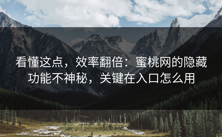 看懂这点，效率翻倍：蜜桃网的隐藏功能不神秘，关键在入口怎么用