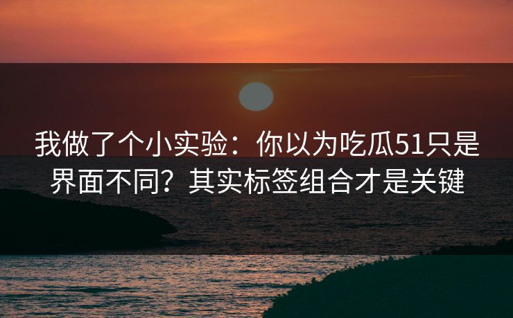 我做了个小实验：你以为吃瓜51只是界面不同？其实标签组合才是关键